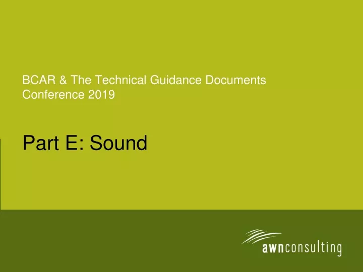 bcar the technical guidance documents conference 2019 part e sound