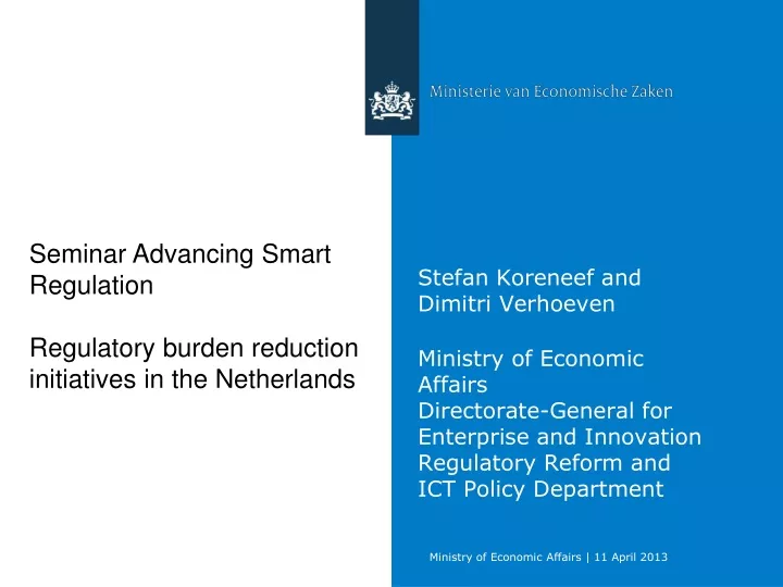 seminar advancing smart regulation regulatory
