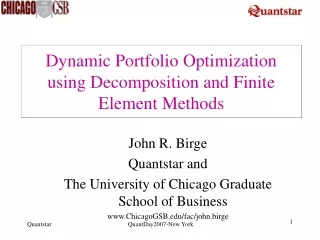 Dynamic Portfolio Optimization using Decomposition and Finite Element Methods