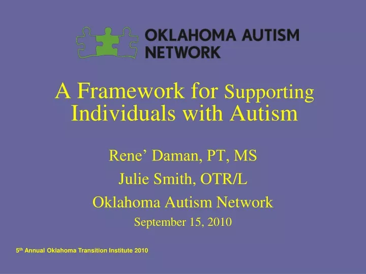 a framework for supporting individuals with autism