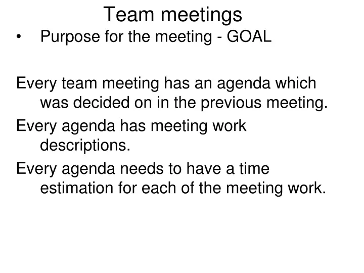 team meetings