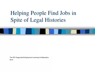 Helping People Find Jobs in Spite of Legal Histories