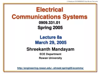 Electrical  Communications Systems 0909.331.01 Spring 2005