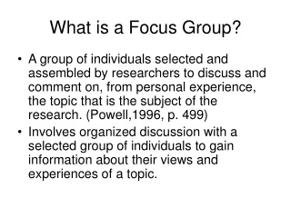 What is a Focus Group?