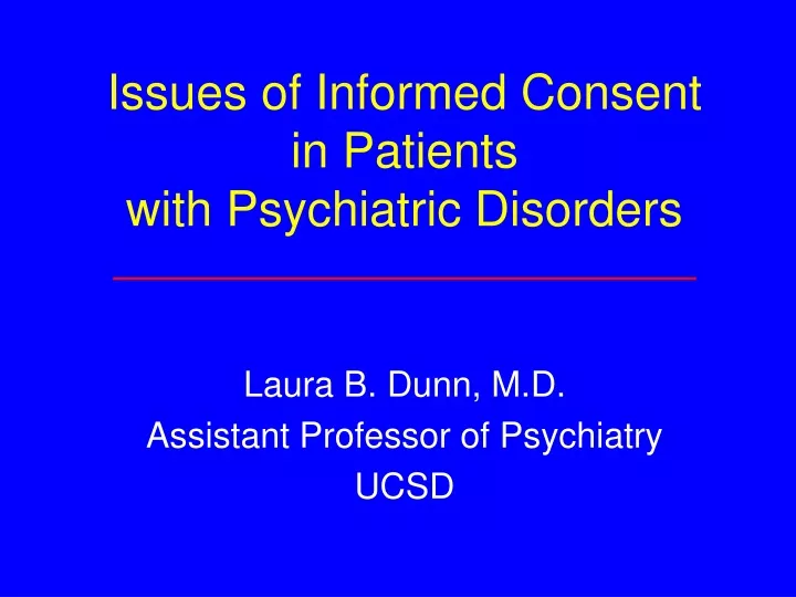 issues of informed consent in patients with psychiatric disorders