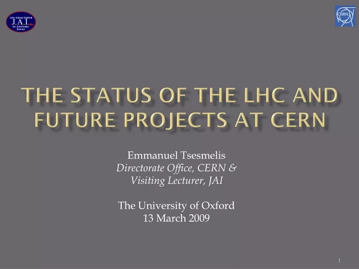 the status of the lhc and future projects at cern