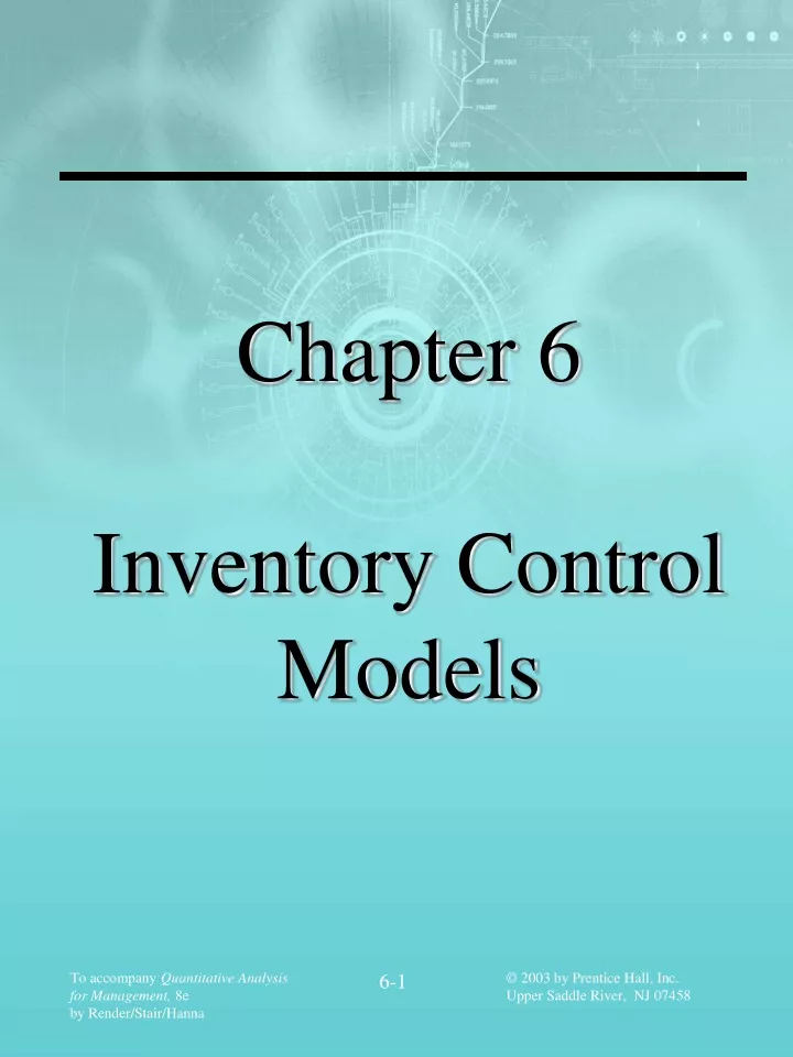 chapter 6 inventory control models