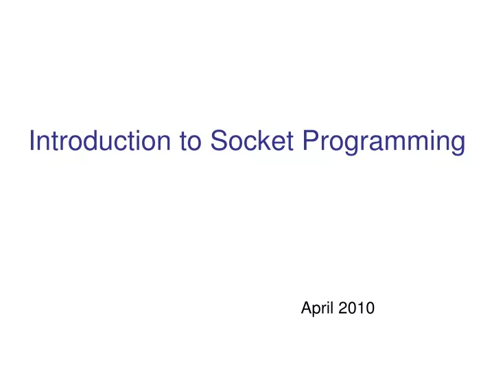 introduction to socket programming