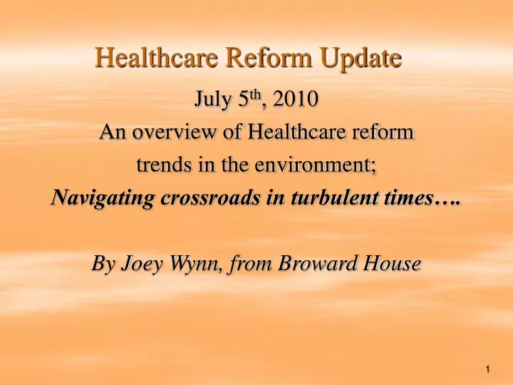 healthcare reform update