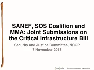 SANEF, SOS Coalition and MMA: Joint Submissions on the Critical Infrastructure Bill