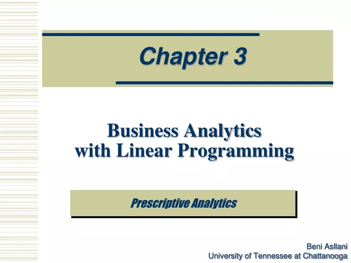 business analytics with linear programming