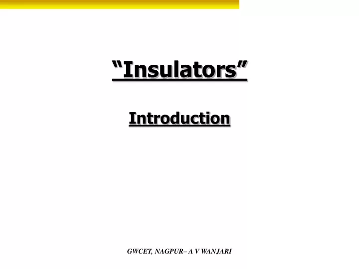 insulators introduction