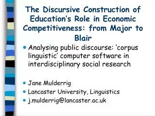 The Discursive Construction of Education’s Role in Economic Competitiveness: from Major to Blair