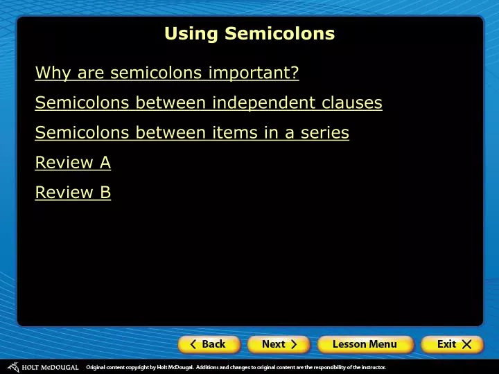 using semicolons