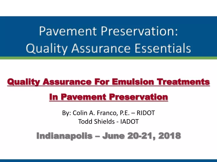 pavement preservation quality assurance