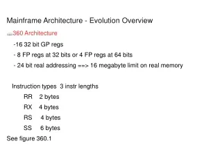 Mainframe Architecture - Evolution Overview