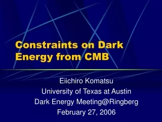 Constraints on Dark Energy from CMB