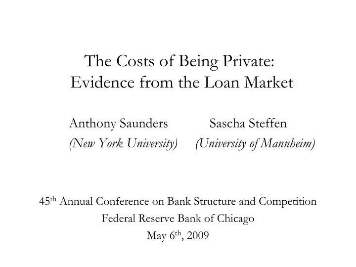 the costs of being private evidence from the loan market