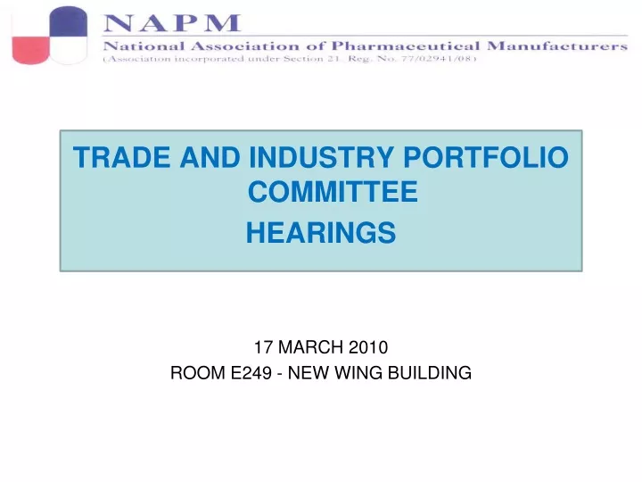 trade and industry portfolio committee hearings