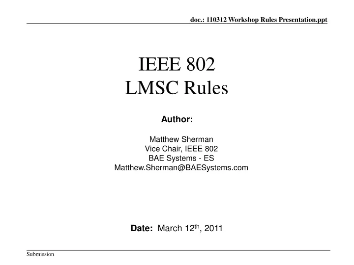 ieee 802 lmsc rules