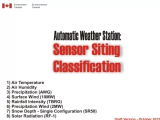 Sensor Classification System   Canadian Version:  Siting Classification