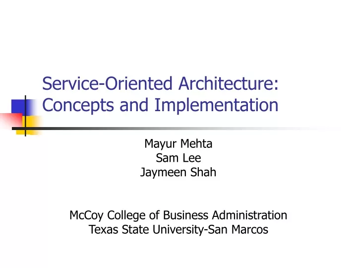 service oriented architecture concepts and implementation