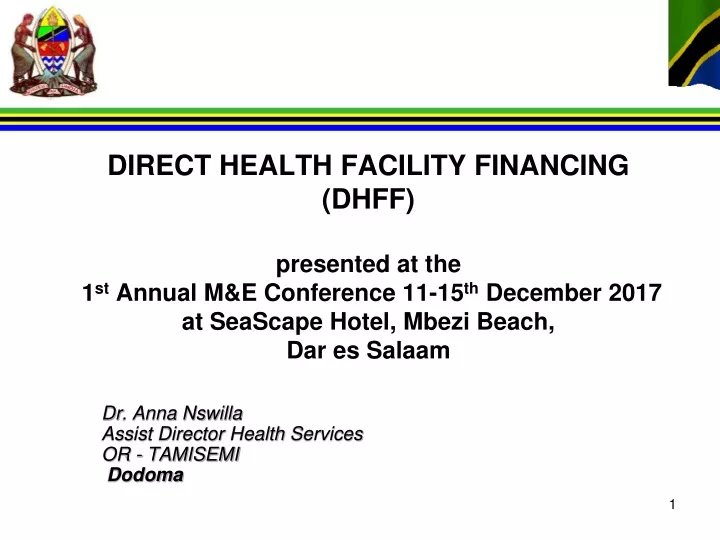 direct health facility financing dhff presented