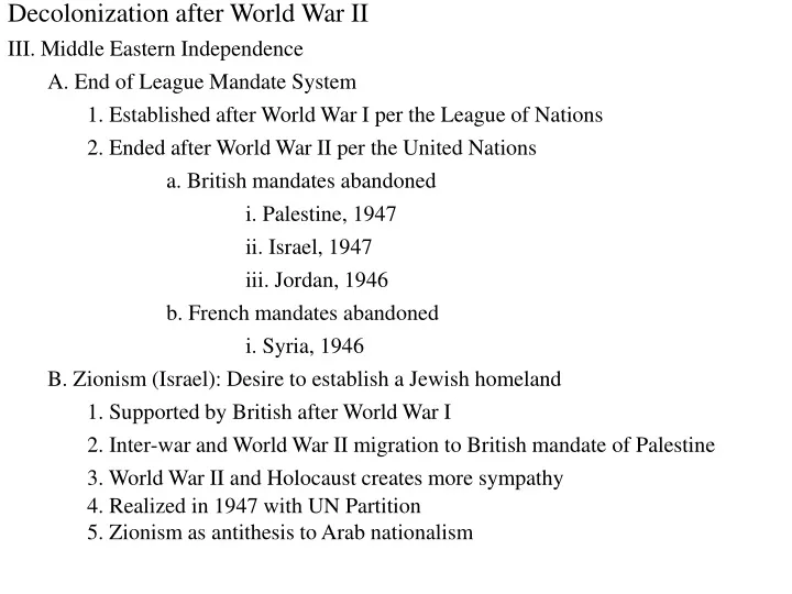 decolonization after world war ii iii middle