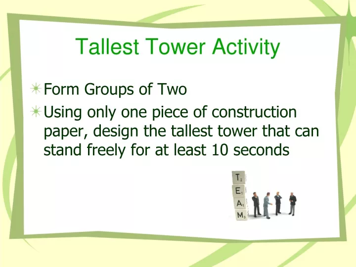 tallest tower activity