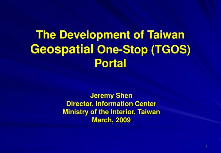 the development of taiwan geospatial one stop tgos portal