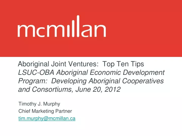 aboriginal joint ventures top ten tips lsuc