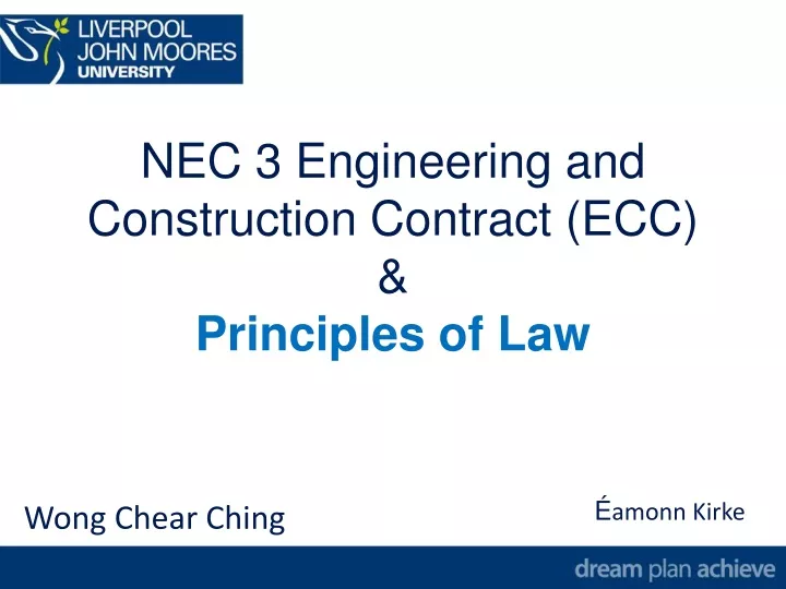 nec 3 engineering and construction contract ecc principles of law