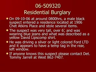 06-509320 Residential Burglary