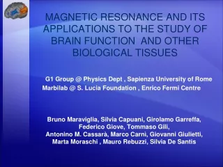 G1 Group @ Physics Dept , Sapienza University of Rome