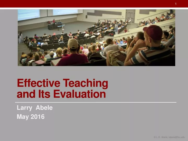 effective teaching and its evaluation