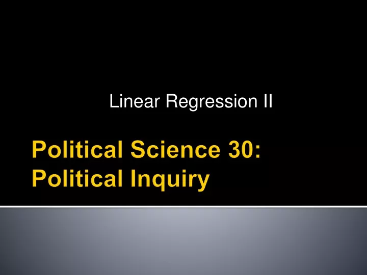 linear regression ii