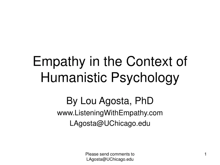 empathy in the context of humanistic psychology