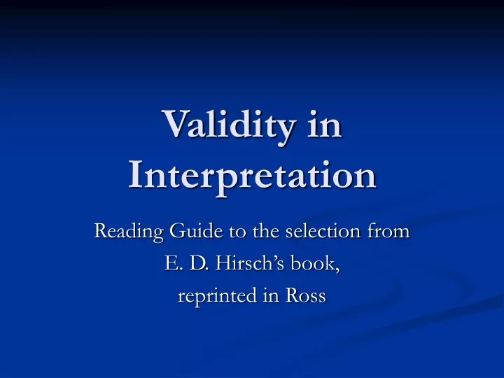 validity in interpretation
