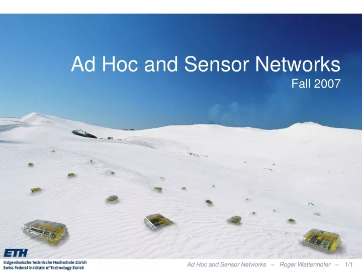 ad hoc and sensor networks fall 2007