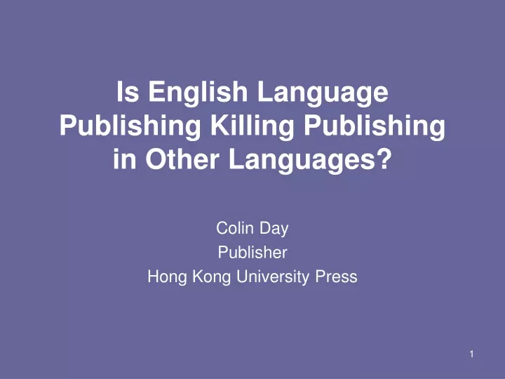 is english language publishing killing publishing in other languages