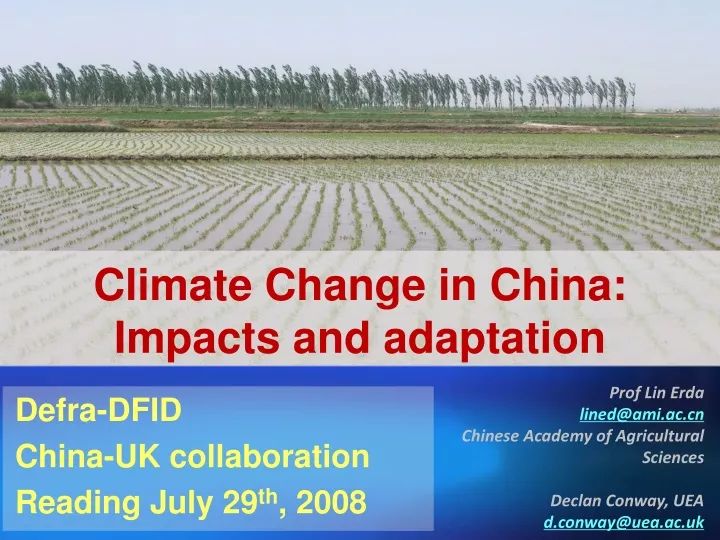climate change in china impacts and adaptation