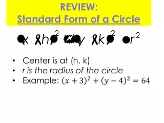 REVIEW:                             Standard Form of a Circle