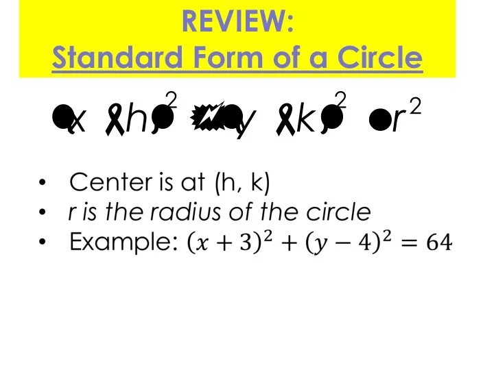 review standard form of a circle