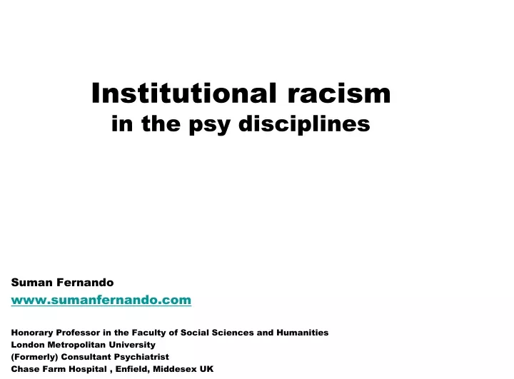 institutional racism in the psy disciplines