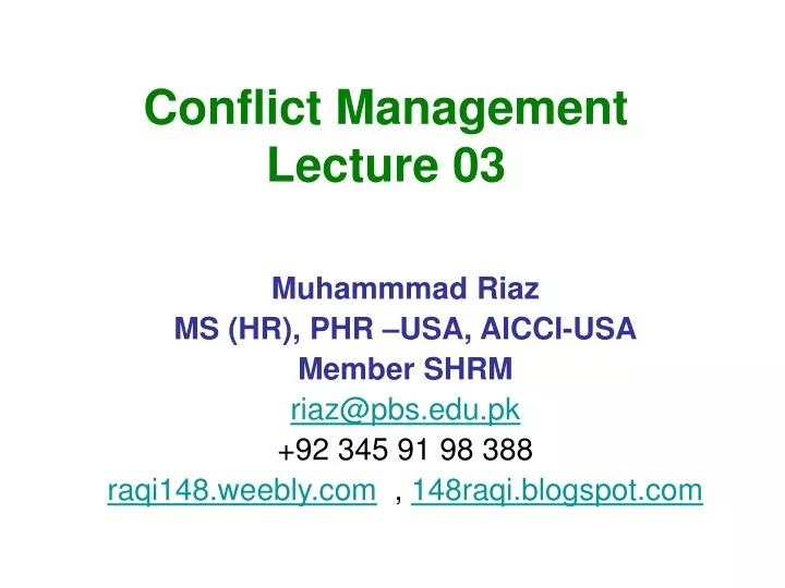 conflict management lecture 03