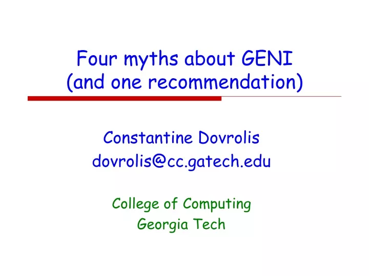 four myths about geni and one recommendation