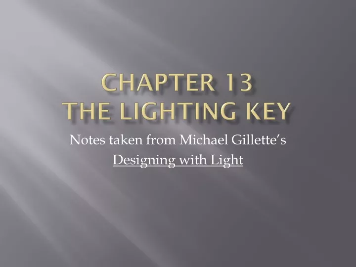 chapter 13 the lighting key