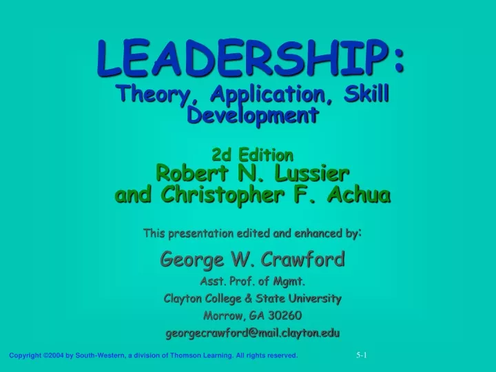 leadership theory application skill development