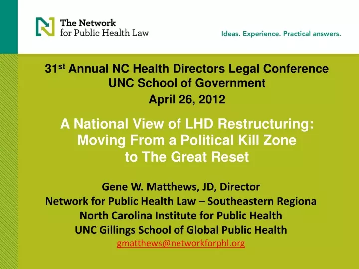 31 st annual nc health directors legal conference