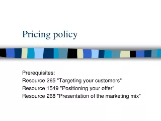 Pricing policy